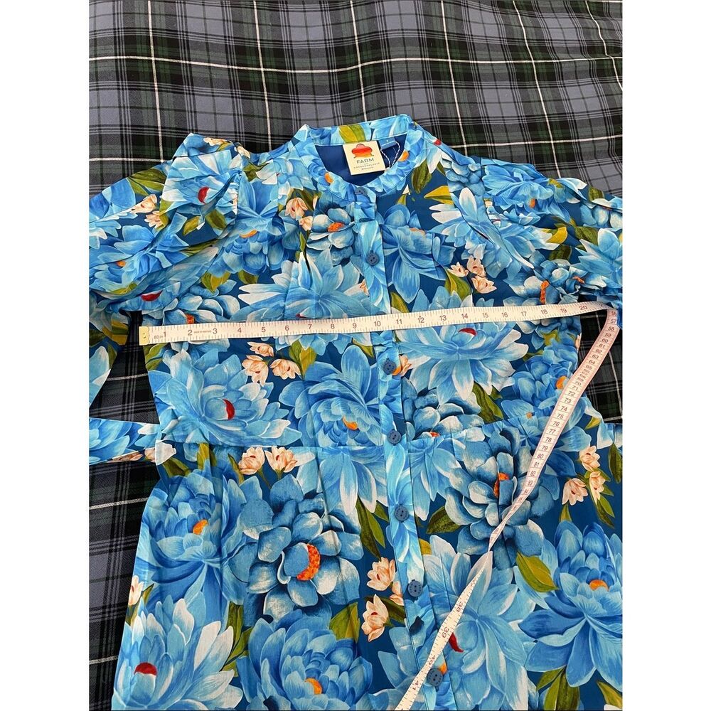 NWT Farm Rio x Anthropologie Blue Floral Belted Mini Dress size S - Picture 11 of 11